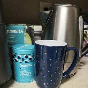 DAVIDsTEA Starry Night Nordic Mug With Blue & Silver Stars EUC